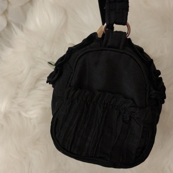 Darling Cat Ears BLACK Handbag Ruffles Summer Purse or Cosmetic Zipper Bag - Picture 7 of 16